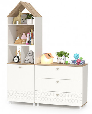 Эйп 13.14 Стеллаж + 13.322 Комод, белый/дуб белый