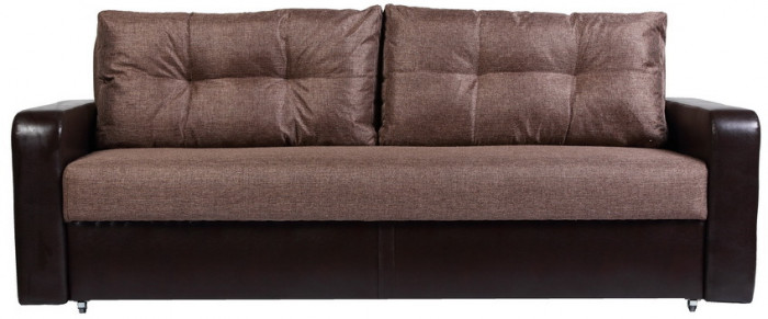 Диван-еврокнижка Дублин 160х195, пружинный блок, рогожка/экокожа, коричневый