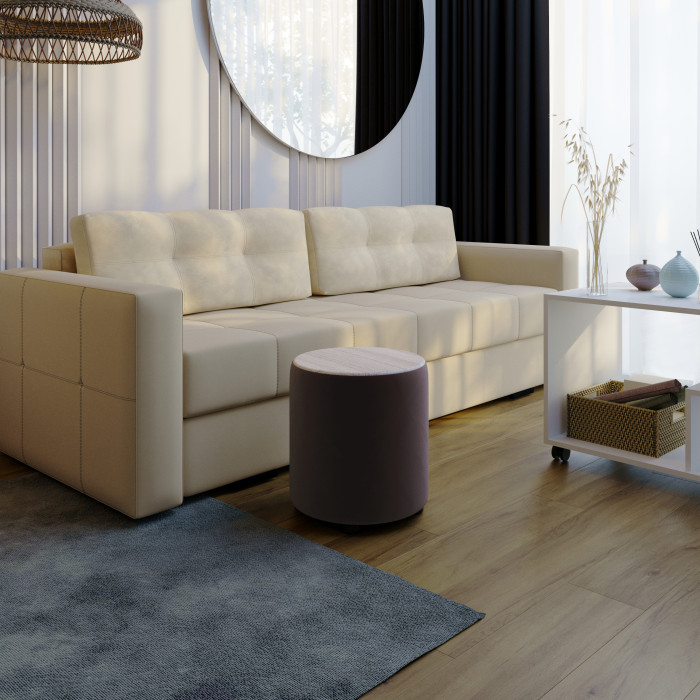 Пуф Пай, коричневый/мдф сандал белый