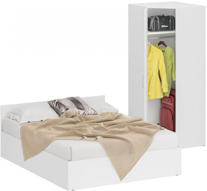 Кровать 1600 + угловой шкаф Стандарт, белый