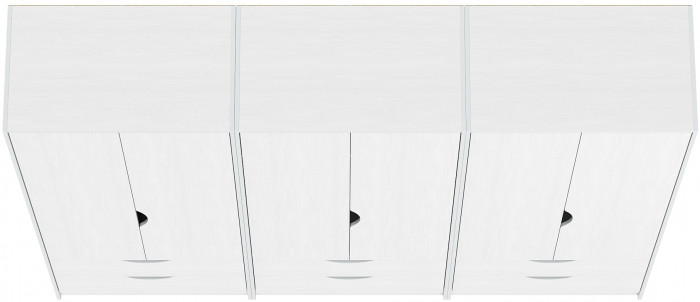 КР100 Уна 13.327 Три шкафа для одежды, цвет белый(структура Поры дерева), ШхГхВ 251,4х49,7х205,3 см.