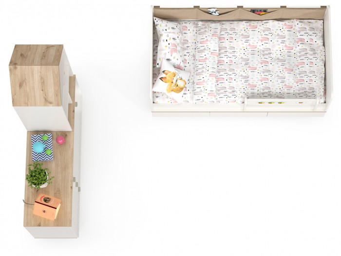 Эйп Детская № 3, цвет белый/дуб белый, сп. м. 800х1600 мм., б/м, основание есть, максимальная нагрузка 80 кг., рекомендуемая высота матраса 120 мм.