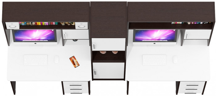 С-МД-СК9 Компоновка № 04, венге/белый шагрень