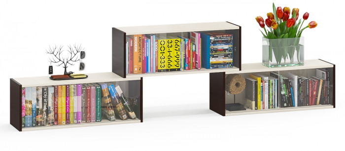 Три полки книжных С-МД-КН01, венге/дуб