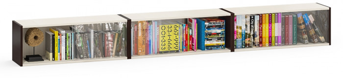 Три полки книжных С-МД-КН01, венге/дуб