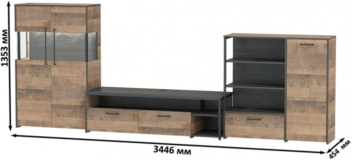 Трувор Гостиная 054, дуб гранж песочный/интра