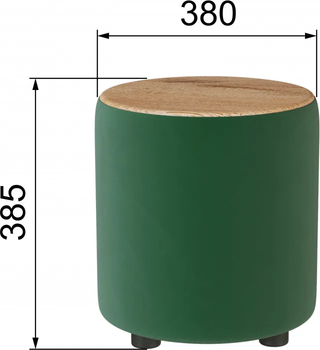 Пуф Пай, изумруд/мдф дуб канадский