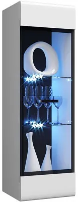 Нэнси NEW МДФ Пенал-стекло навесной исп.2 (Белый глянец, Белый)