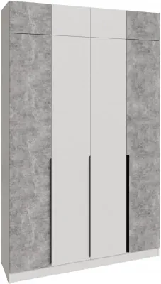 Шкаф 1,6 с антресолью Мадрид, Белый/Ателье светлое