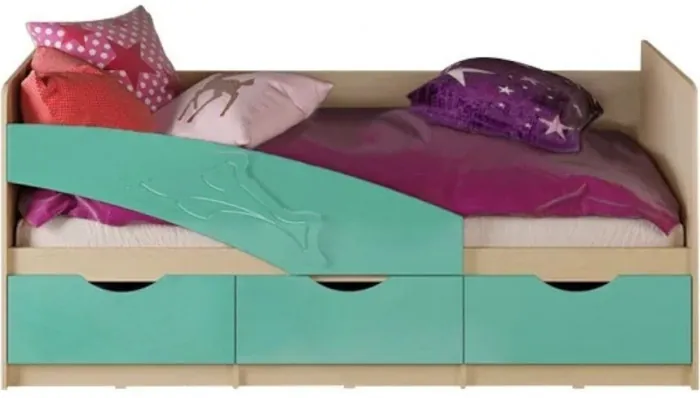 Детская кровать Дельфин 80х160 (Крафт белый, Шарли бриз)