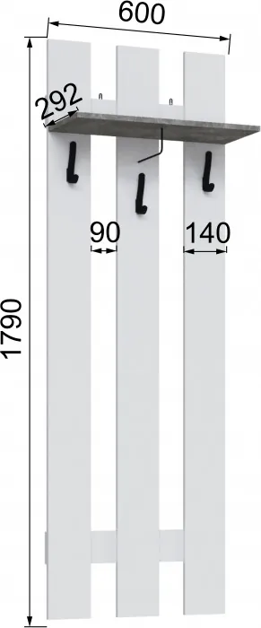 Вешалка Мадрид (0,6), Белый/Ателье светлое