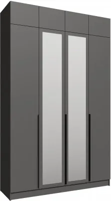 Шкаф 1,6 с антресолью и зеркалом Мадрид, Графит серый