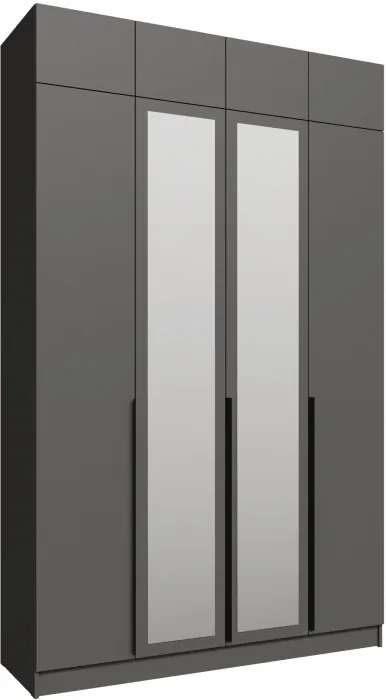 Шкаф 1,6 с антресолью и зеркалом Мадрид, Графит серый