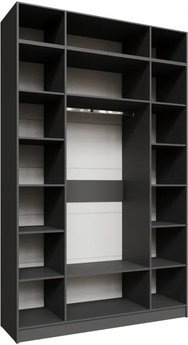 Шкаф 1,6 с антресолью и зеркалом Мадрид, Графит серый