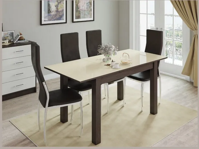 Стол обеденный Бруно 1100х700 венге/лакобель ваниль