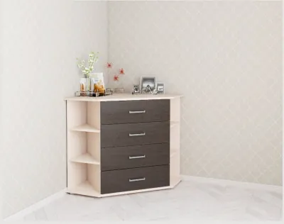 Комод угловой Катрин-7 дуб молочный/венге