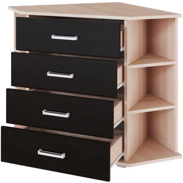 Комод угловой Катрин-7 дуб молочный/венге