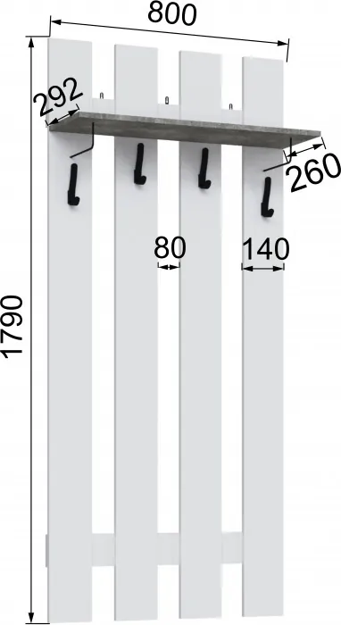 Вешалка Мадрид (0,8), Белый/Ателье светлое