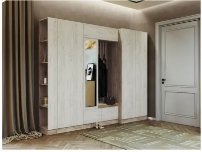 Модульная прихожая "Руэлла", композиция 1 - Крафт серый/Крафт белый