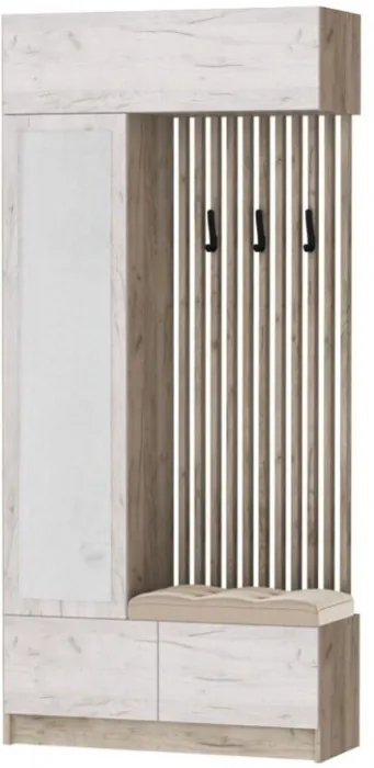 Модульная прихожая "Руэлла", композиция 1 - Крафт серый/Крафт белый