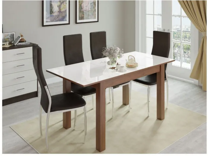 Стол обеденный Бруно 1200х800 орех шоколадный/лакобель белый