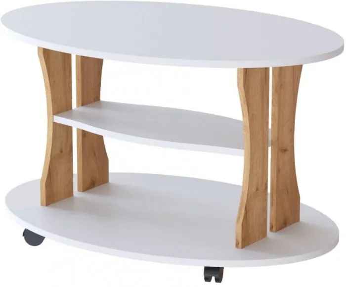 Журнальный стол Консул-1 белый/дуб крафт золотой