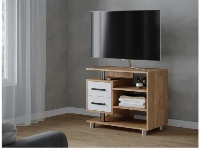 Тумба ТВ 011(2я) дуб крафт золотой/белый