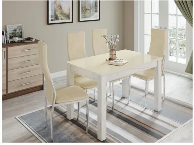 Стол обеденный Норман 1100х700 дуб крафт белый/лакобель ваниль