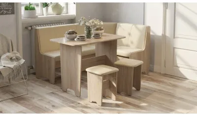 Техас Кухонный уголок Исп.1 (Дуб Сонома/Экокожа бежевая)