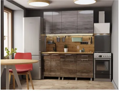 Кухонный гарнитур Танго 1,6м Дуб шале серебро/Дуб шале мореный