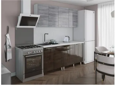 Кухонный гарнитур Танго 1,8м Дуб шале серебро/Дуб шале мореный