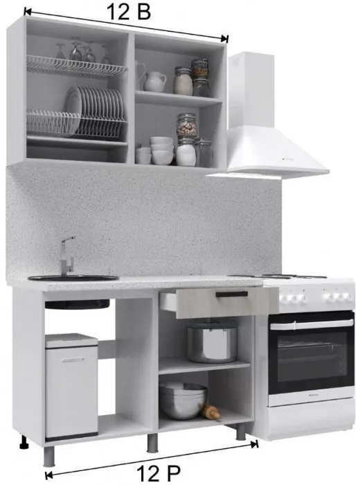 Кухонный гарнитур Танго 1,2м Ваниль/Горький шоколад