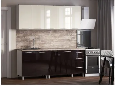 Кухонный гарнитур Танго 2,0м Ваниль/Горький шоколад