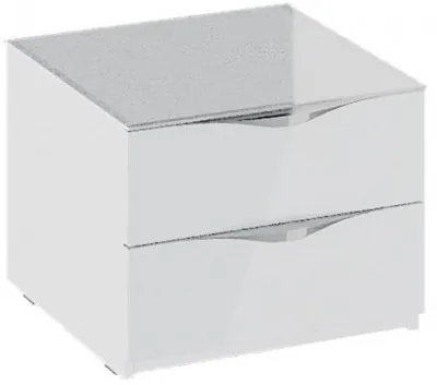 Глосс ТД 319.03.01 Тумба прикроватная с 2 ящиками (Белый глянец/Стекло)