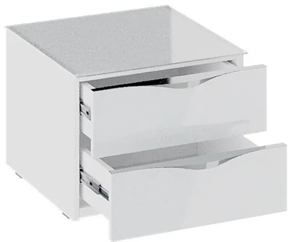 Глосс ТД 319.03.01 Тумба прикроватная с 2 ящиками (Белый глянец/Стекло)