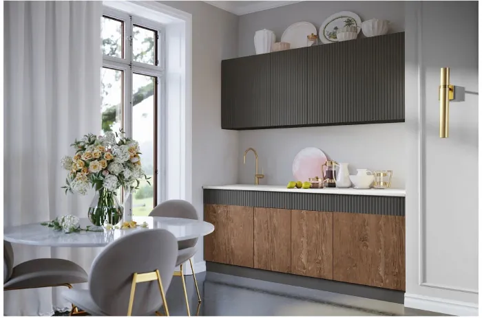 Кухня МДФ Оливия 2000 (Шарли Пинк/Шарли Бриз, Белый)