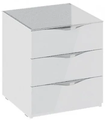 Глосс ТД 319.03.02 Тумба прикроватная с 3 ящиками (Белый глянец/Стекло)