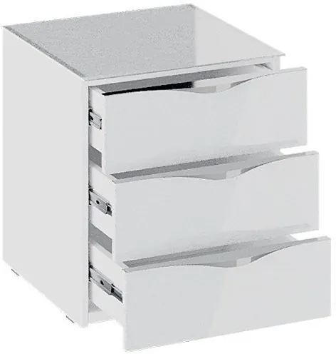 Глосс ТД 319.03.02 Тумба прикроватная с 3 ящиками (Белый глянец/Стекло)