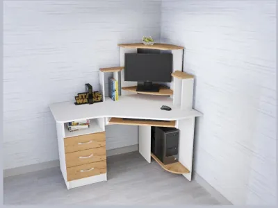 Компьютерный стол Грета-7 белый/дуб крафт золотой