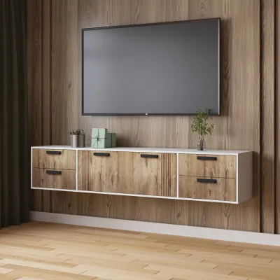 Тумба ТВ Парус-12 Белый/Дуб Канадский