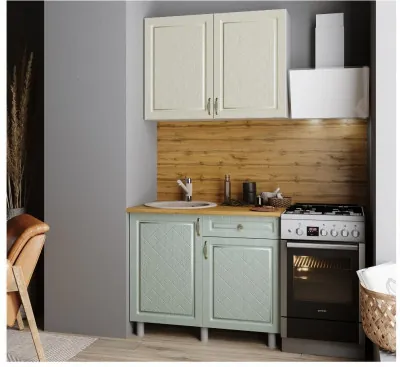 Кухонный гарнитур Версаль 1,0м Айвори/Васаби