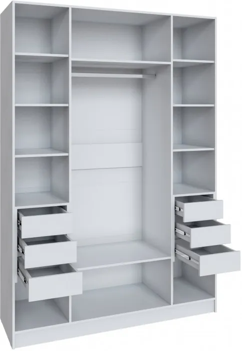 Шкаф Мадрид (1,6) с 6 ящ. внутри без зеркала, Белый/Ателье светлое