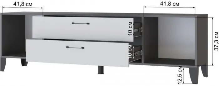 Тумба ТВ Парус-13 графит серый/камень серый