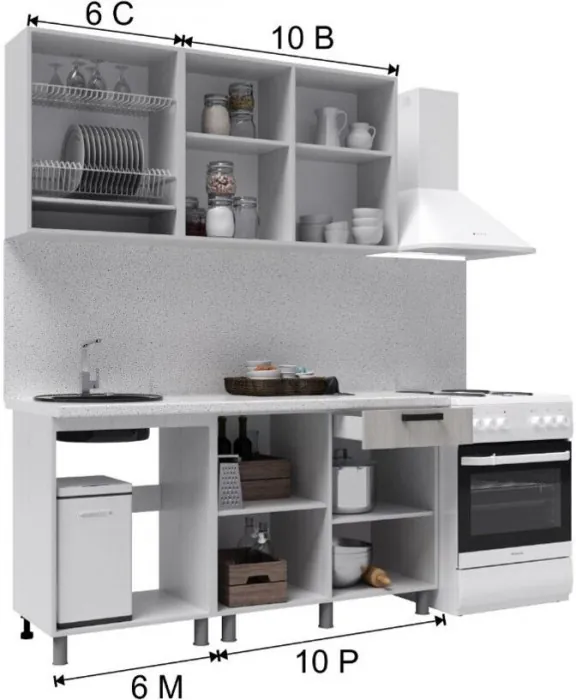 Кухонный гарнитур Нагано 1,6м Дуб Юкон