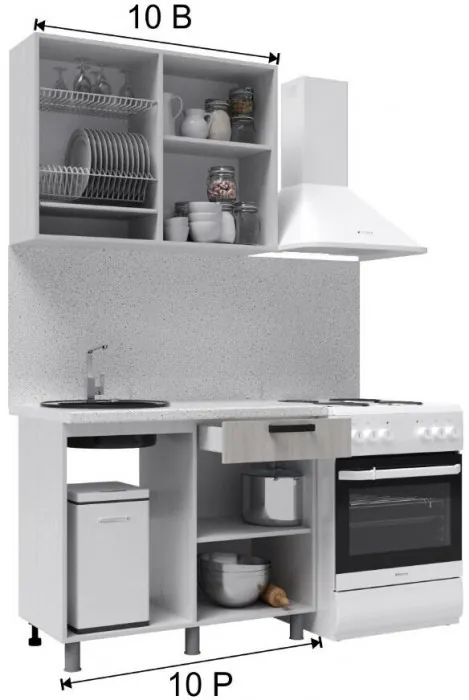 Кухонный гарнитур Нагано 1,0м Ясень Анкор Светлый