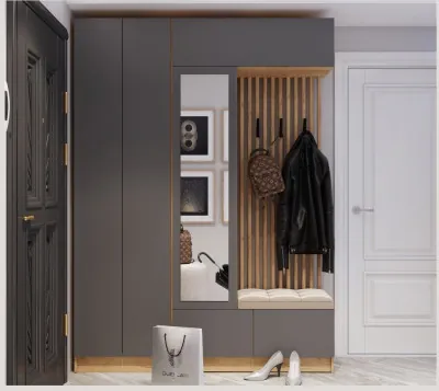 Модульная прихожая "Руэлла", набор 2 - Крафт золотой/Графит