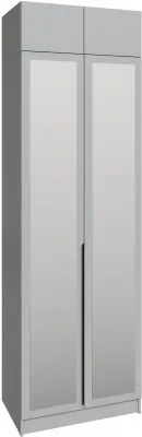 Шкаф 0,8 с антресолью и зеркалом Мадрид, Камень серый