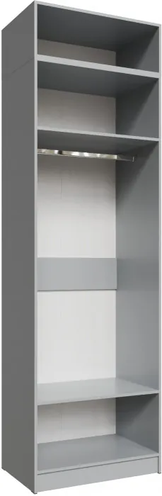 Шкаф 0,8 с антресолью и зеркалом Мадрид, Камень серый