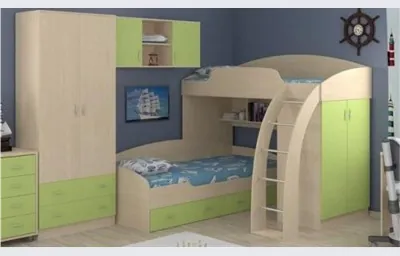 Модульная детская Соня (Соня 1 + Соня 2 + Соня 3), Дуб молочный / Салатовый