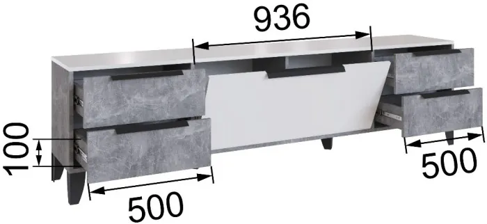 Малави Тумба для ТВ МТВ-1 с опорами, ателье светлое/белый глянец